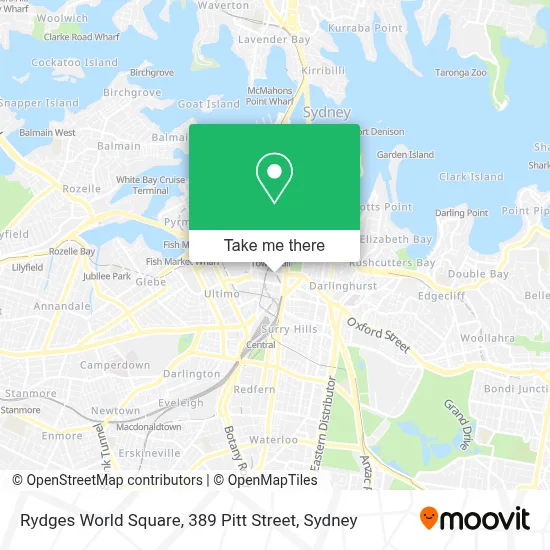Mapa Rydges World Square, 389 Pitt Street