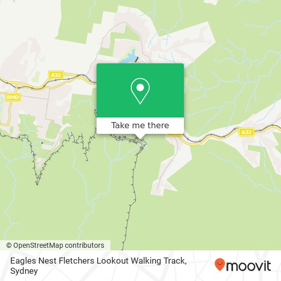 Mapa Eagles Nest Fletchers Lookout Walking Track