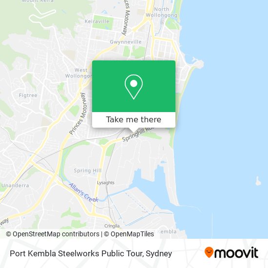 Port Kembla Steelworks Public Tour map