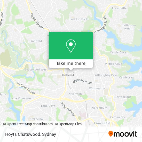 Hoyts Chatswood map