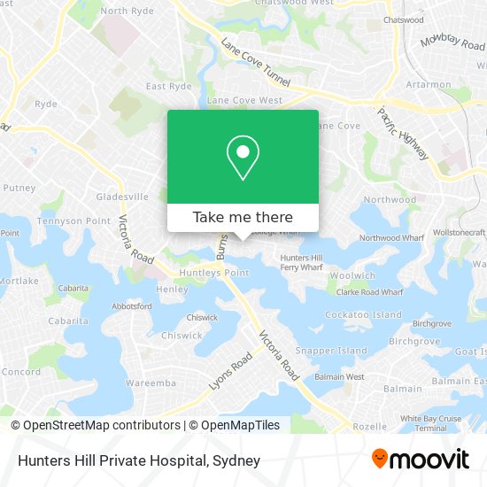Mapa Hunters Hill Private Hospital