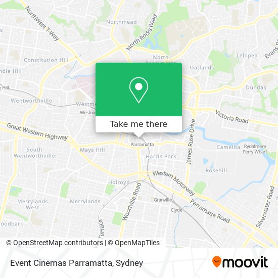 Mapa Event Cinemas Parramatta