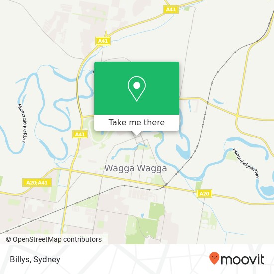 Mapa Billys, Gurwood St Wagga Wagga NSW 2650