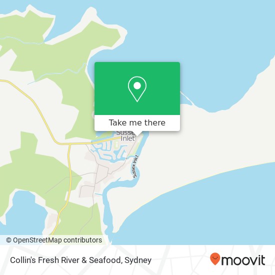 Mapa Collin's Fresh River & Seafood, 196 Jacobs Dr Sussex Inlet NSW 2540