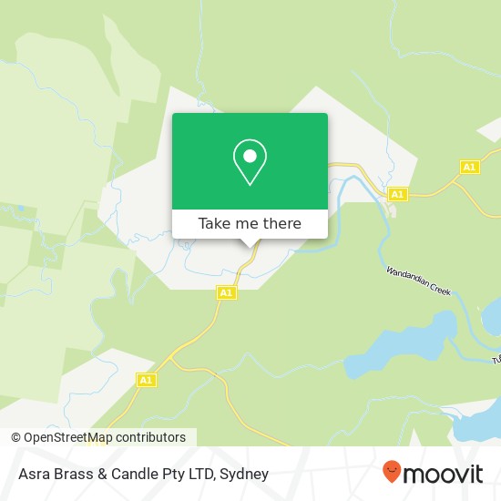 Mapa Asra Brass & Candle Pty LTD, 7 Wandypark Rd Wandandian NSW 2540