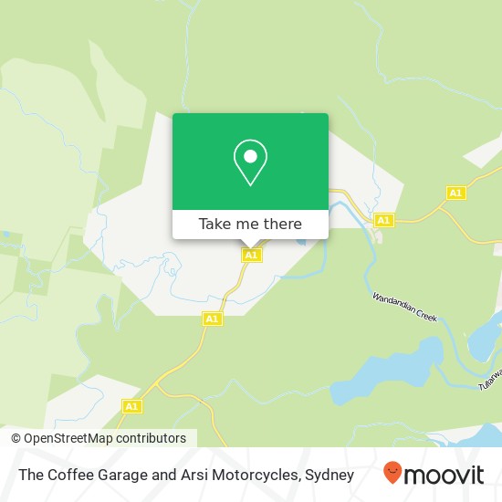Mapa The Coffee Garage and Arsi Motorcycles, Princes Hwy Wandandian NSW 2540