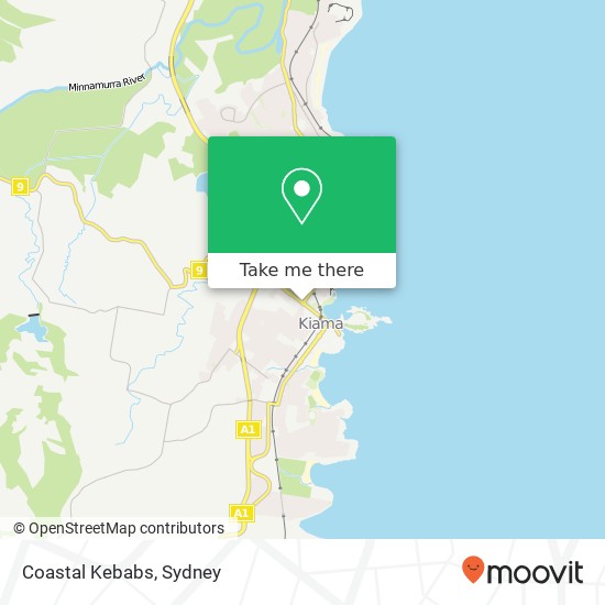 Mapa Coastal Kebabs, 110 Terralong St Kiama NSW 2533