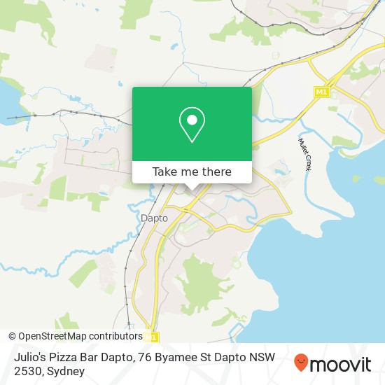 Julio's Pizza Bar Dapto, 76 Byamee St Dapto NSW 2530 map