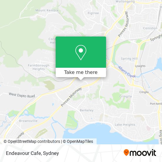 Mapa Endeavour Cafe