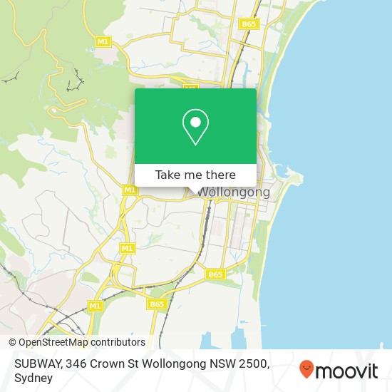 Mapa SUBWAY, 346 Crown St Wollongong NSW 2500