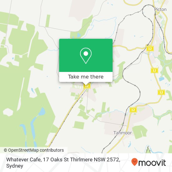 Mapa Whatever Cafe, 17 Oaks St Thirlmere NSW 2572