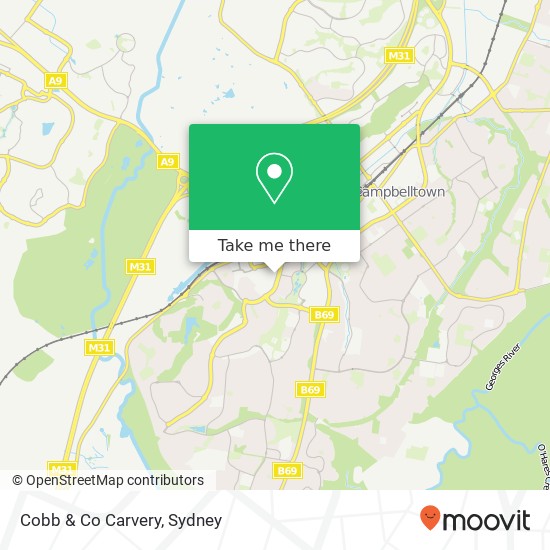 Mapa Cobb & Co Carvery, Campbelltown NSW 2560