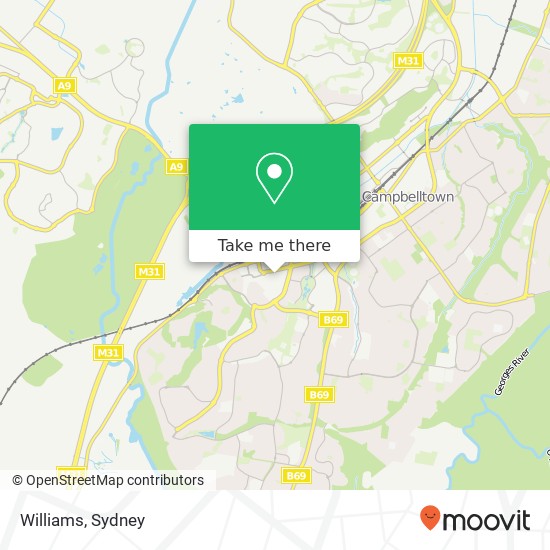 Williams, Kellicar Rd Campbelltown NSW 2560 map