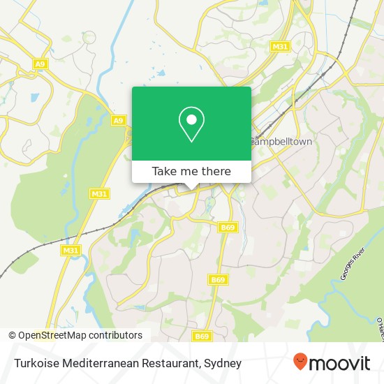 Mapa Turkoise Mediterranean Restaurant, Kellicar Rd Campbelltown NSW 2560