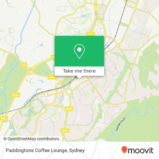 Mapa Paddingtons Coffee Lounge, Queen St Campbelltown NSW 2560