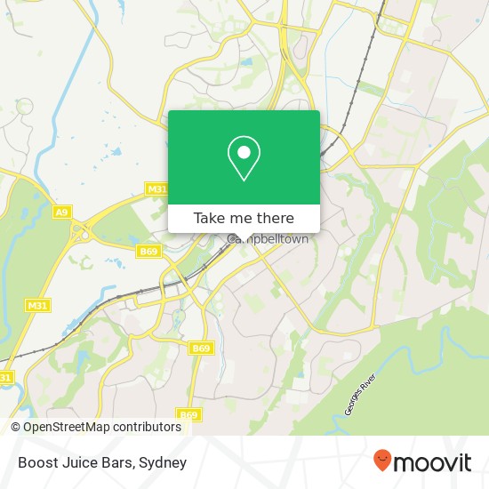 Boost Juice Bars, Queen St Campbelltown NSW 2560 map