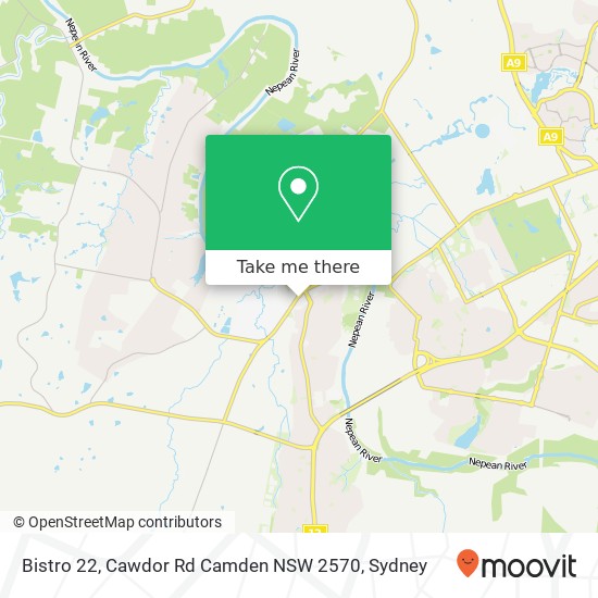 Mapa Bistro 22, Cawdor Rd Camden NSW 2570