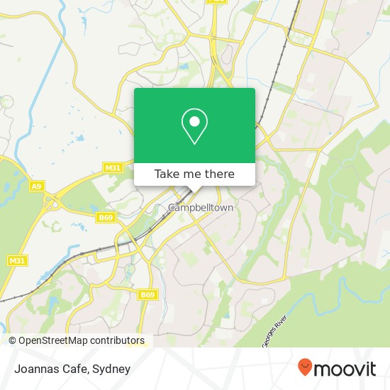 Mapa Joannas Cafe, Queen St Campbelltown NSW 2560