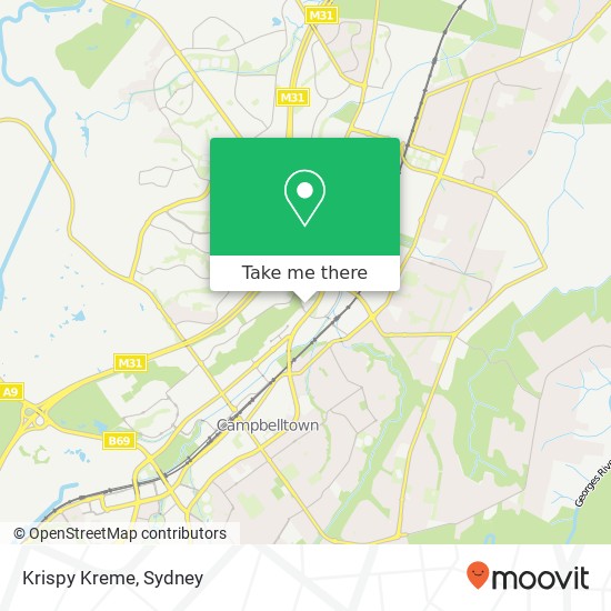 Mapa Krispy Kreme, 4 Rennie Rd Campbelltown NSW 2560