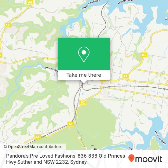 Mapa Pandora's Pre-Loved Fashions, 836-838 Old Princes Hwy Sutherland NSW 2232