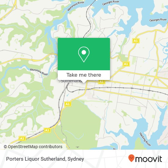 Mapa Porters Liquor Sutherland