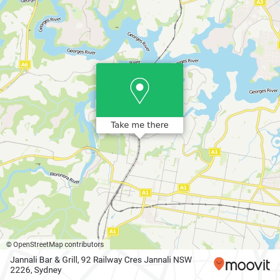Mapa Jannali Bar & Grill, 92 Railway Cres Jannali NSW 2226