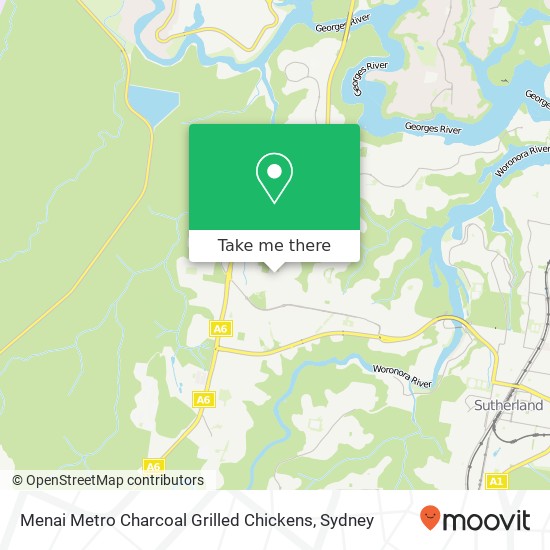 Mapa Menai Metro Charcoal Grilled Chickens, 62 Allison Cres Menai NSW 2234