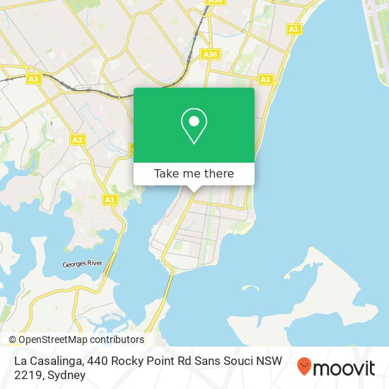 Mapa La Casalinga, 440 Rocky Point Rd Sans Souci NSW 2219