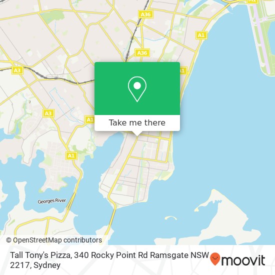 Tall Tony's Pizza, 340 Rocky Point Rd Ramsgate NSW 2217 map