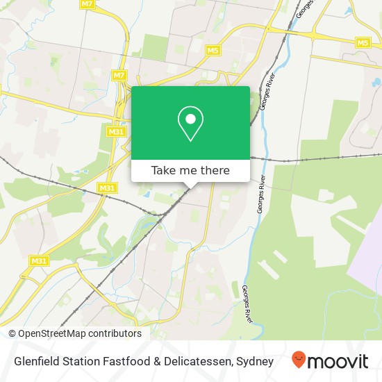 Mapa Glenfield Station Fastfood & Delicatessen, 72 Railway Pde Glenfield NSW 2167