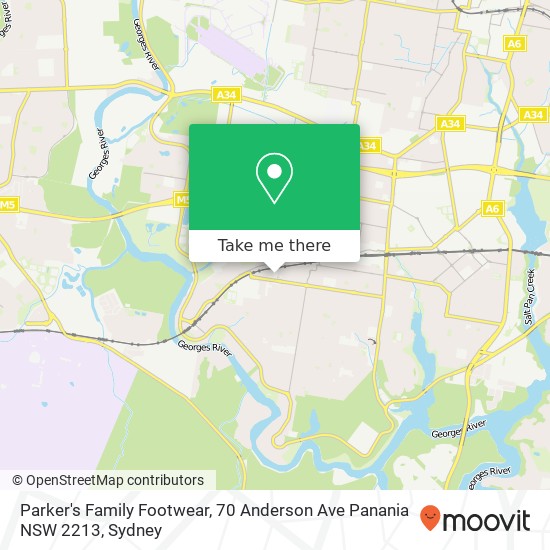 Parker's Family Footwear, 70 Anderson Ave Panania NSW 2213 map