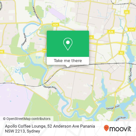 Apollo Coffee Lounge, 52 Anderson Ave Panania NSW 2213 map