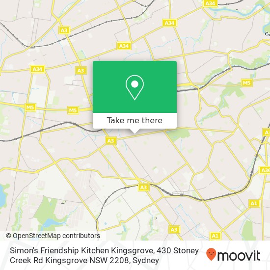 Simon's Friendship Kitchen Kingsgrove, 430 Stoney Creek Rd Kingsgrove NSW 2208 map