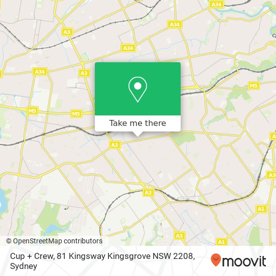 Mapa Cup + Crew, 81 Kingsway Kingsgrove NSW 2208