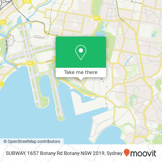 SUBWAY, 1657 Botany Rd Botany NSW 2019 map