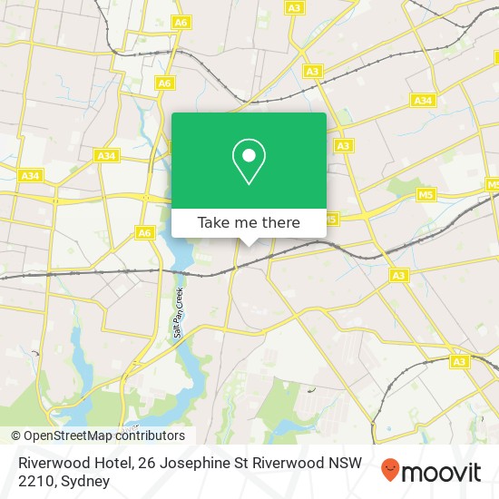 Mapa Riverwood Hotel, 26 Josephine St Riverwood NSW 2210