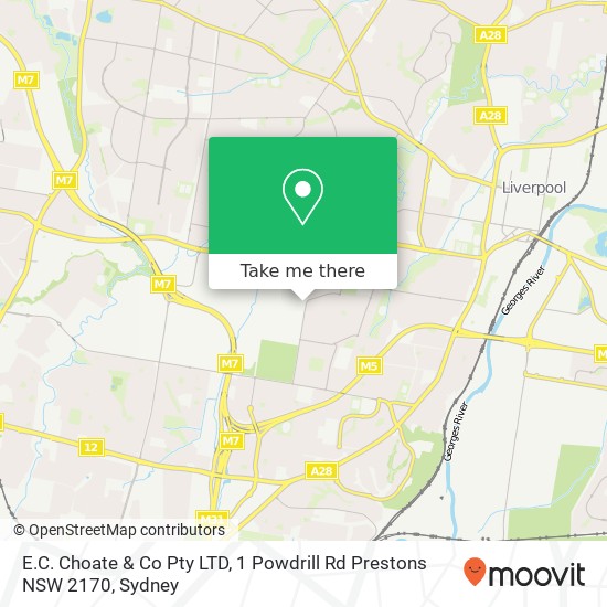 Mapa E.C. Choate & Co Pty LTD, 1 Powdrill Rd Prestons NSW 2170
