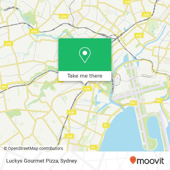 Mapa Luckys Gourmet Pizza, 30 Firth St Arncliffe NSW 2205