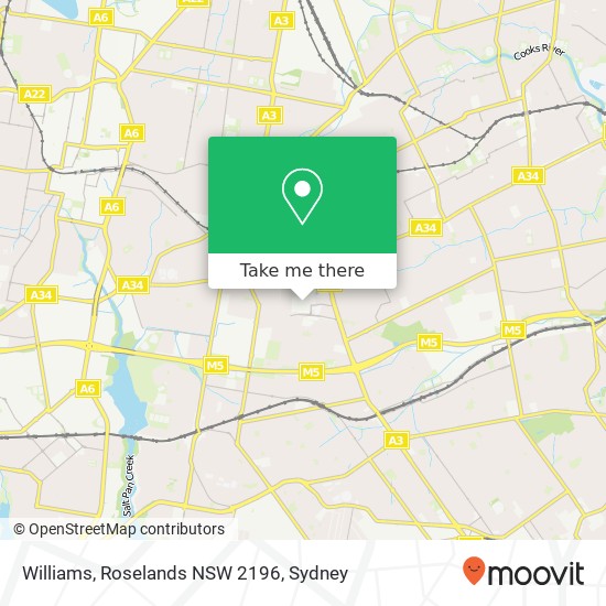 Mapa Williams, Roselands NSW 2196