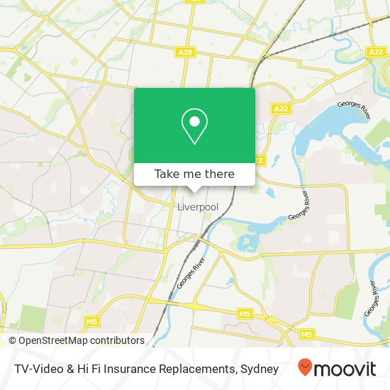Mapa TV-Video & Hi Fi Insurance Replacements, 62 Macquarie St Liverpool NSW 2170