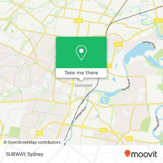 Mapa SUBWAY, Campbell St Liverpool NSW 2170