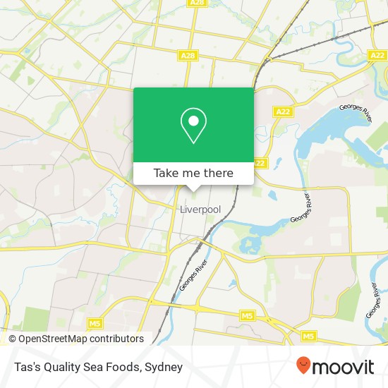 Tas's Quality Sea Foods, 1-51 Macquarie St Liverpool NSW 2170 map