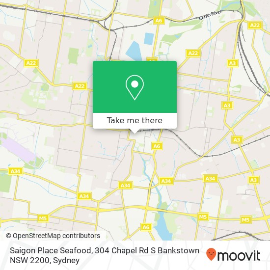 Mapa Saigon Place Seafood, 304 Chapel Rd S Bankstown NSW 2200