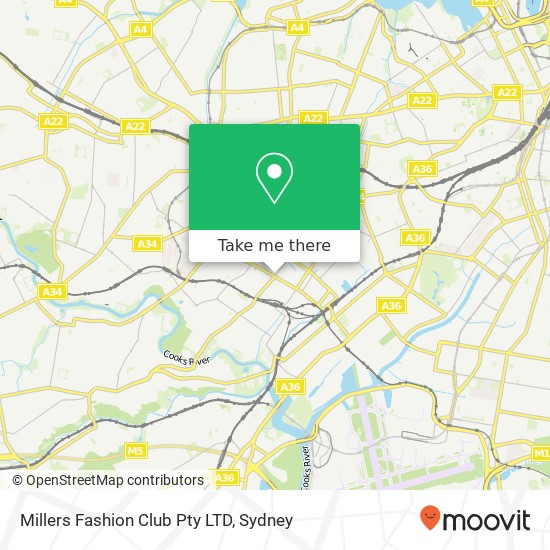 Mapa Millers Fashion Club Pty LTD, 245 Marrickville Rd Marrickville NSW 2204