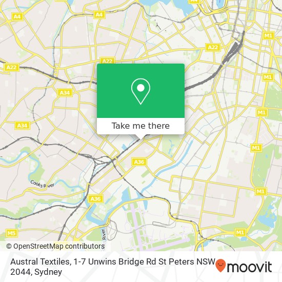 Austral Textiles, 1-7 Unwins Bridge Rd St Peters NSW 2044 map