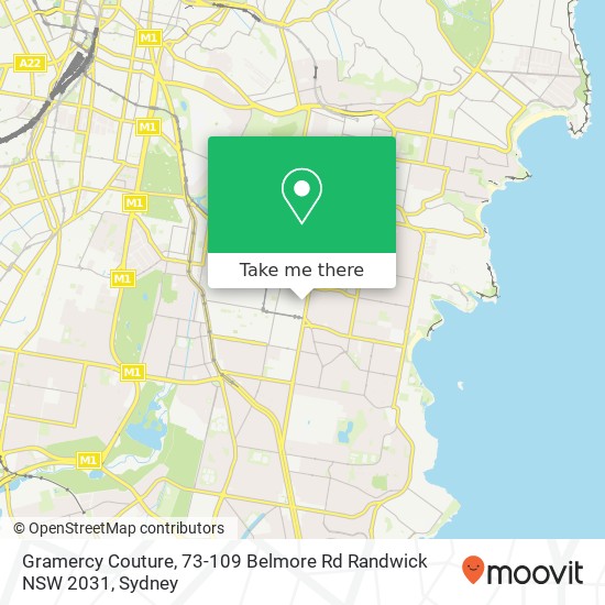 Mapa Gramercy Couture, 73-109 Belmore Rd Randwick NSW 2031