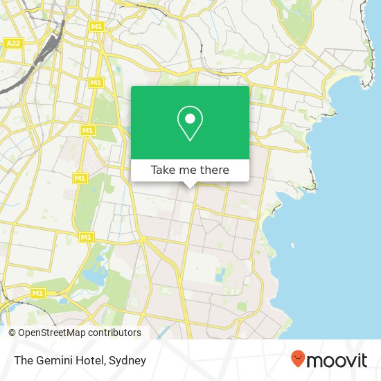 Mapa The Gemini Hotel, 71 Belmore Rd Randwick NSW 2031