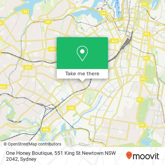 One Honey Boutique, 551 King St Newtown NSW 2042 map