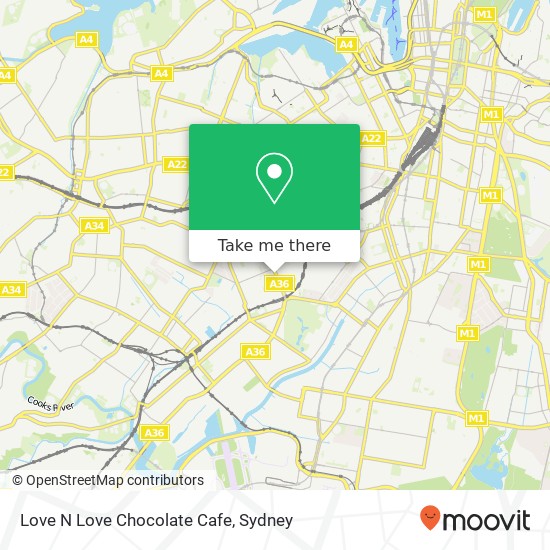 Mapa Love N Love Chocolate Cafe, 549 King St Newtown NSW 2042