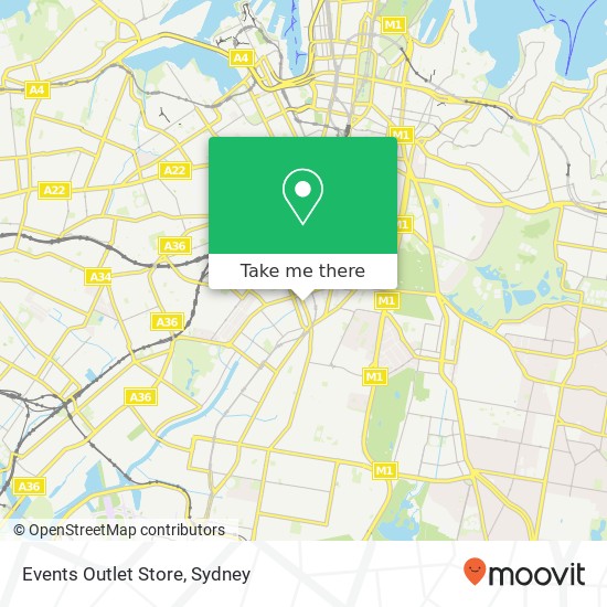 Events Outlet Store, 201 Botany Rd Waterloo NSW 2017 map